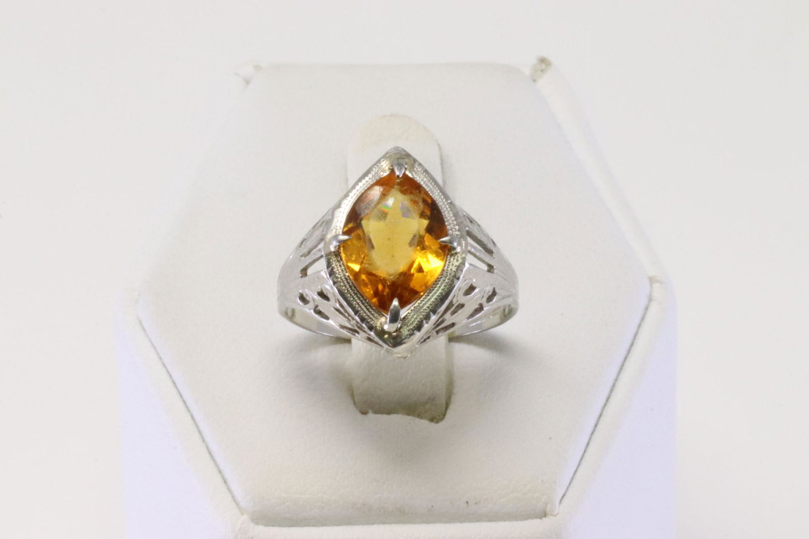 White Gold Art Deco Citrine Ring. (1 of 4)