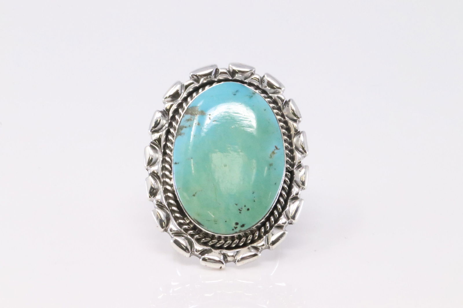 Native America Navajo Handmade Sterling Silver Turquoise Ring By Gilbert Smith. (1 of 4)