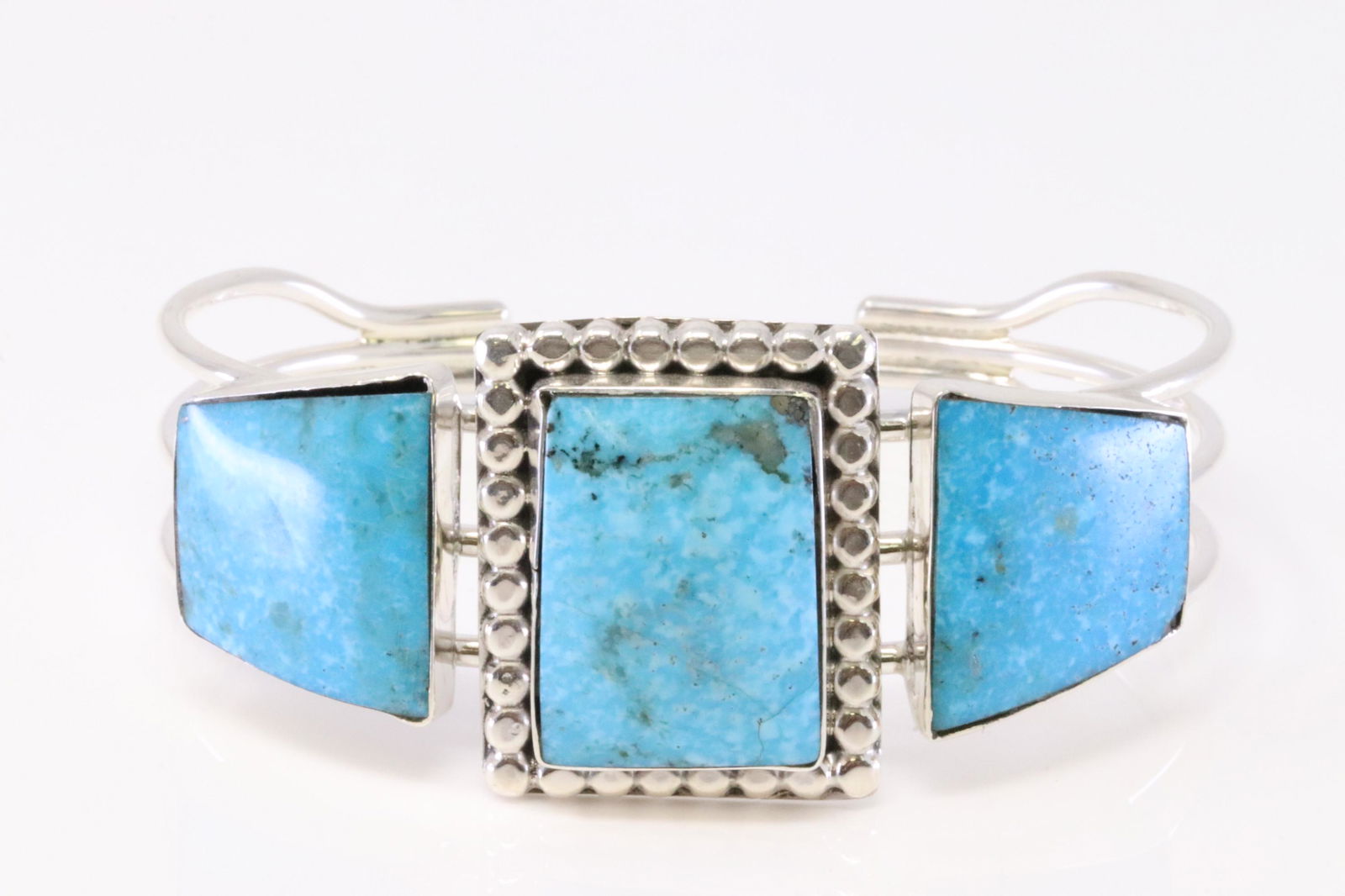 Native America Navajo Handmade Sterling Silver Turquoise Bracelet By Irvin Tsosie. (1 of 4)
