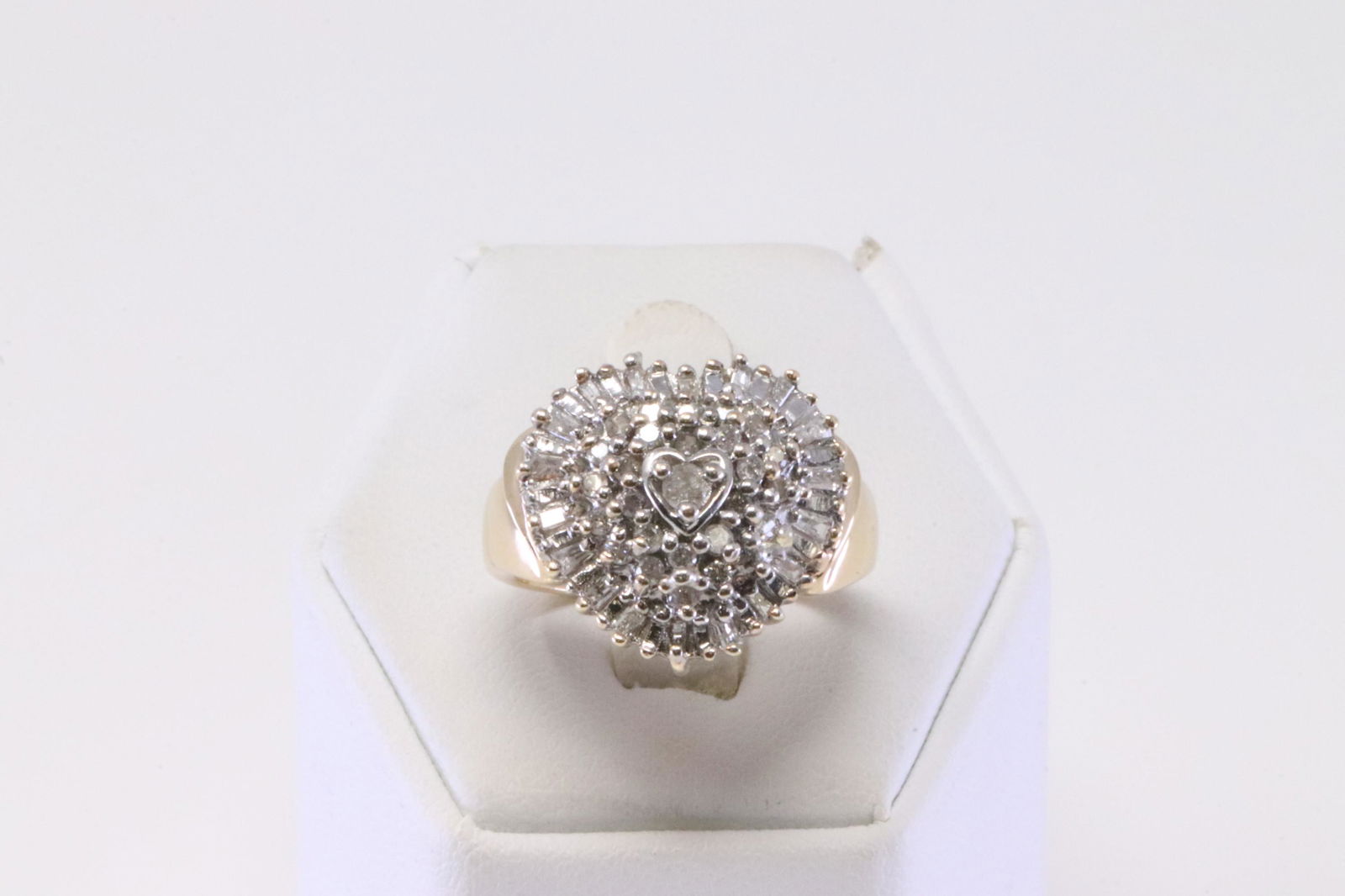 Yellow Gold Heart Diamond Ring. (1 of 5)