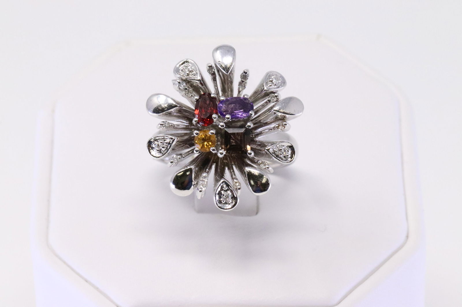 14Kt White Gold Multi-Color / Diamond Ring. (1 of 5)