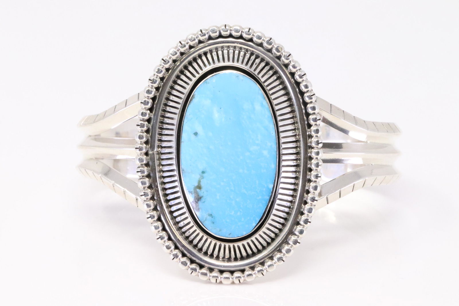 Native American Navajo Handmade Sterling Silver Turquoise Bracelet By Mike Smith.: This is a Native American Navajo Handmade Sterling Silver Turquoise Bracelet By Mike Smith.