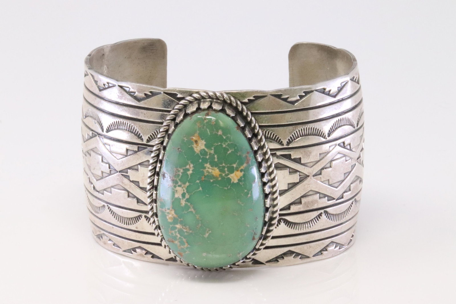 Native American Navajo Handmade Sterling Silver Turquoise Bracelet By R.E. (1 of 4)