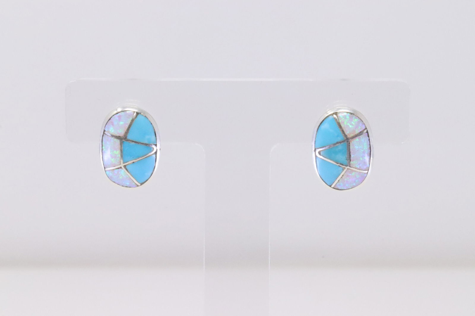 Native America Zuni Handmade Sterling Silver Synthetic / Turquoise Post Earring's By Lauri (1 of 4)