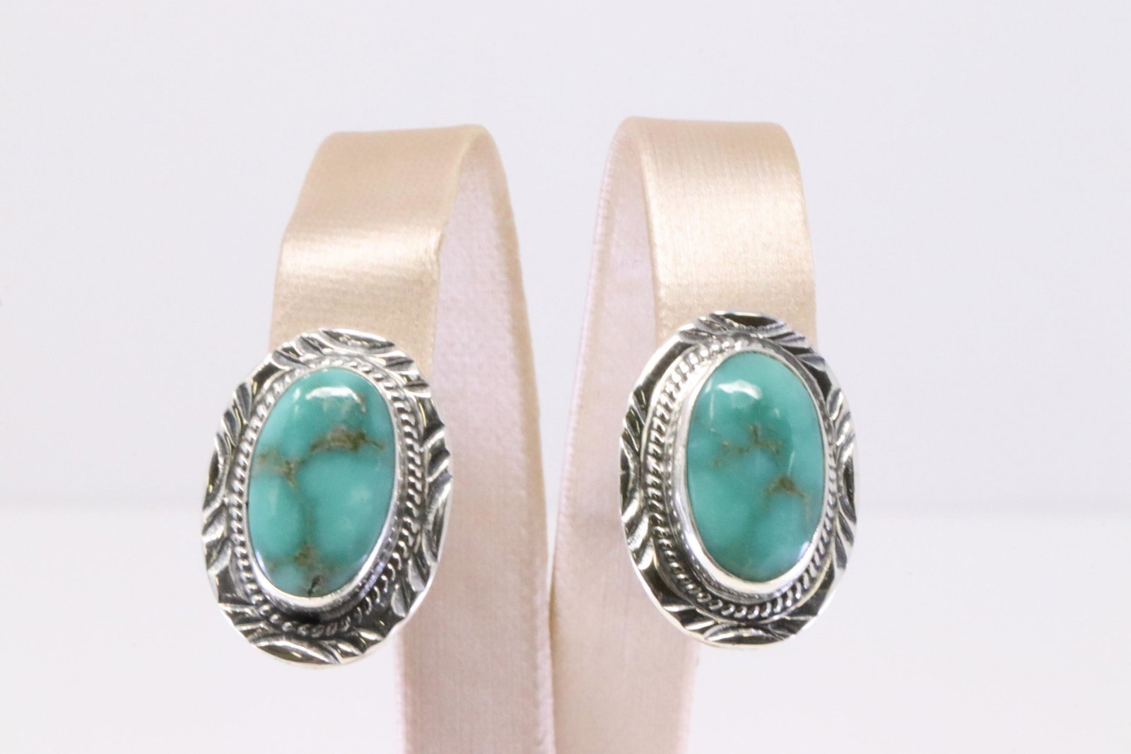 Native America Navajo Handmade Sterling Silver Turquoise Post Earring's By JC.: This is a Native America Navajo Handmade Sterling Silver Turquoise Post Earring's By JC.