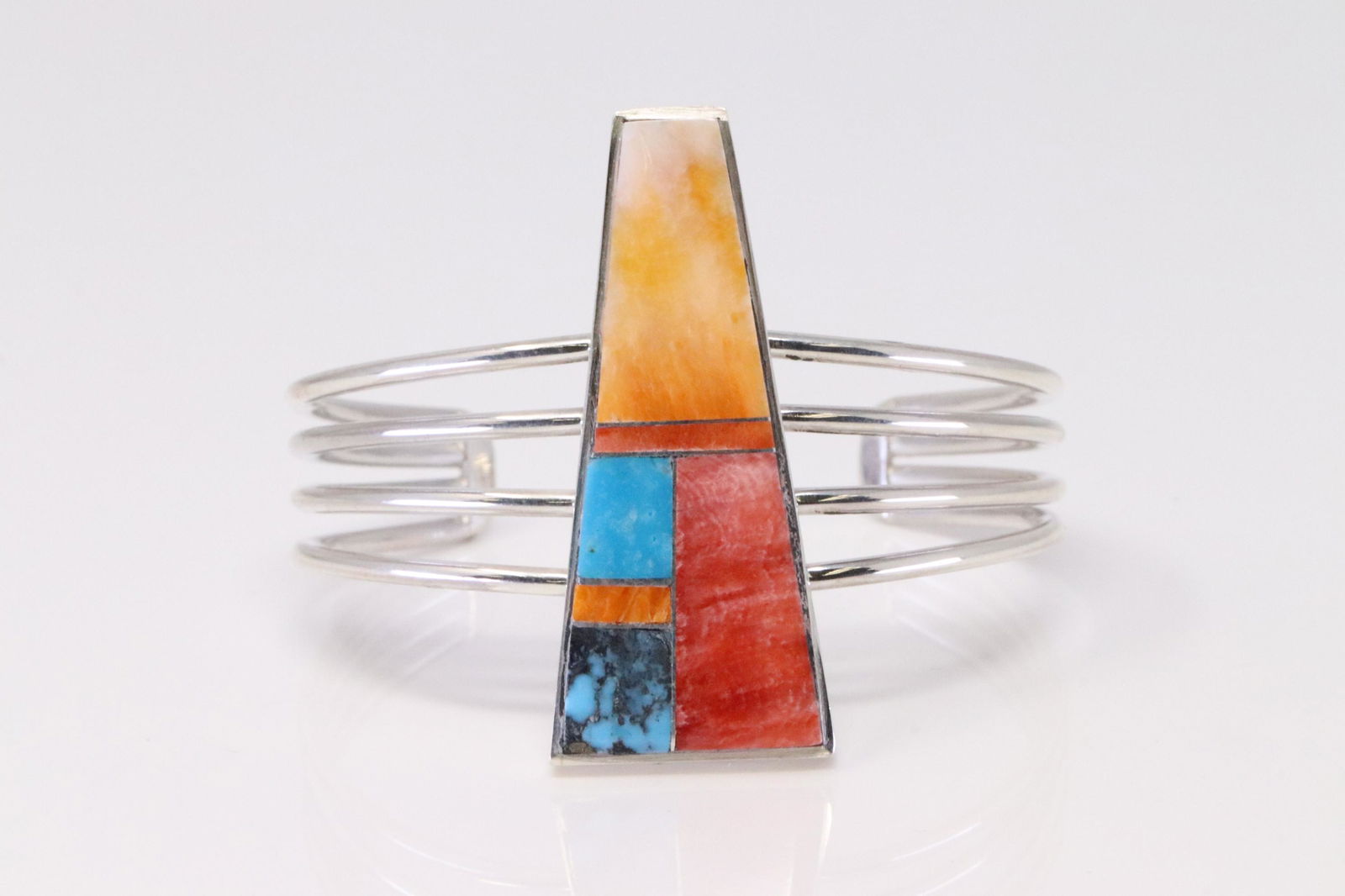 Native America Navajo Handmade Sterling Silver Spiny Oyster / Turquoise Bracelet By Harold Smith. (1 of 4)