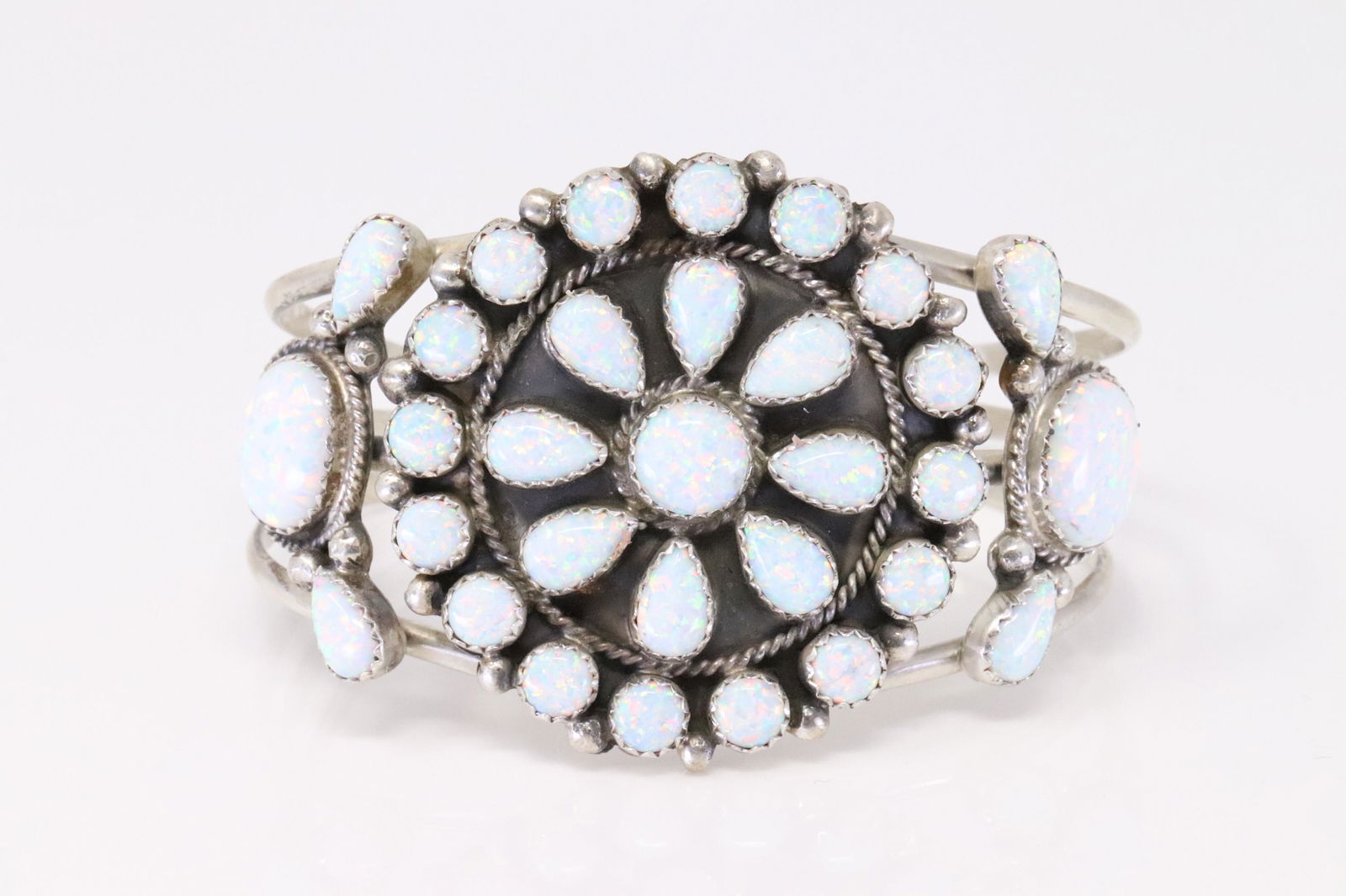 Native America Navajo Handmade Sterling Silver Synthetic Opal Bracelet By RB. (1 of 4)