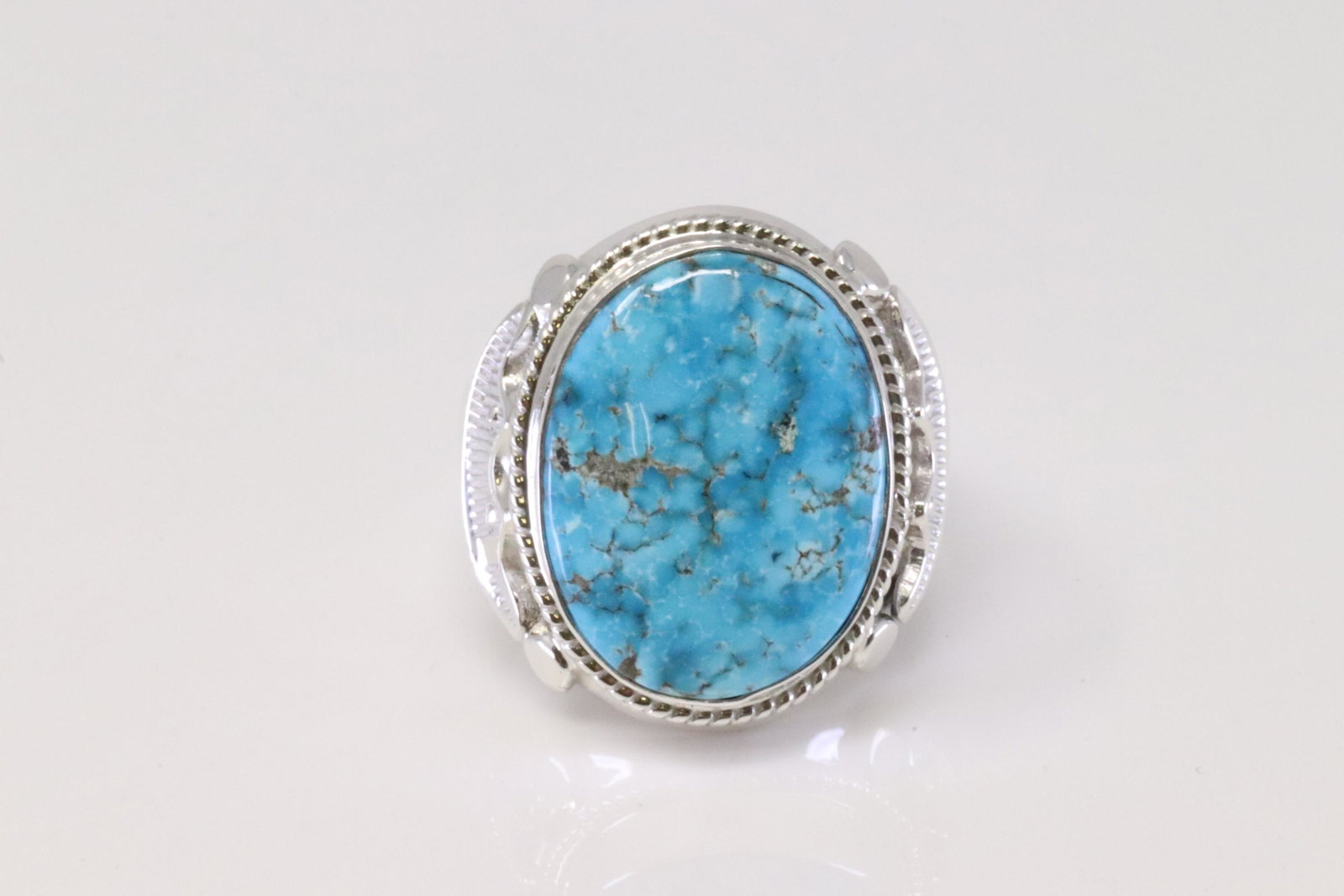 Native America Handmade Navajo Sterling Silver Turquoise Ring By AT. (1 of 4)