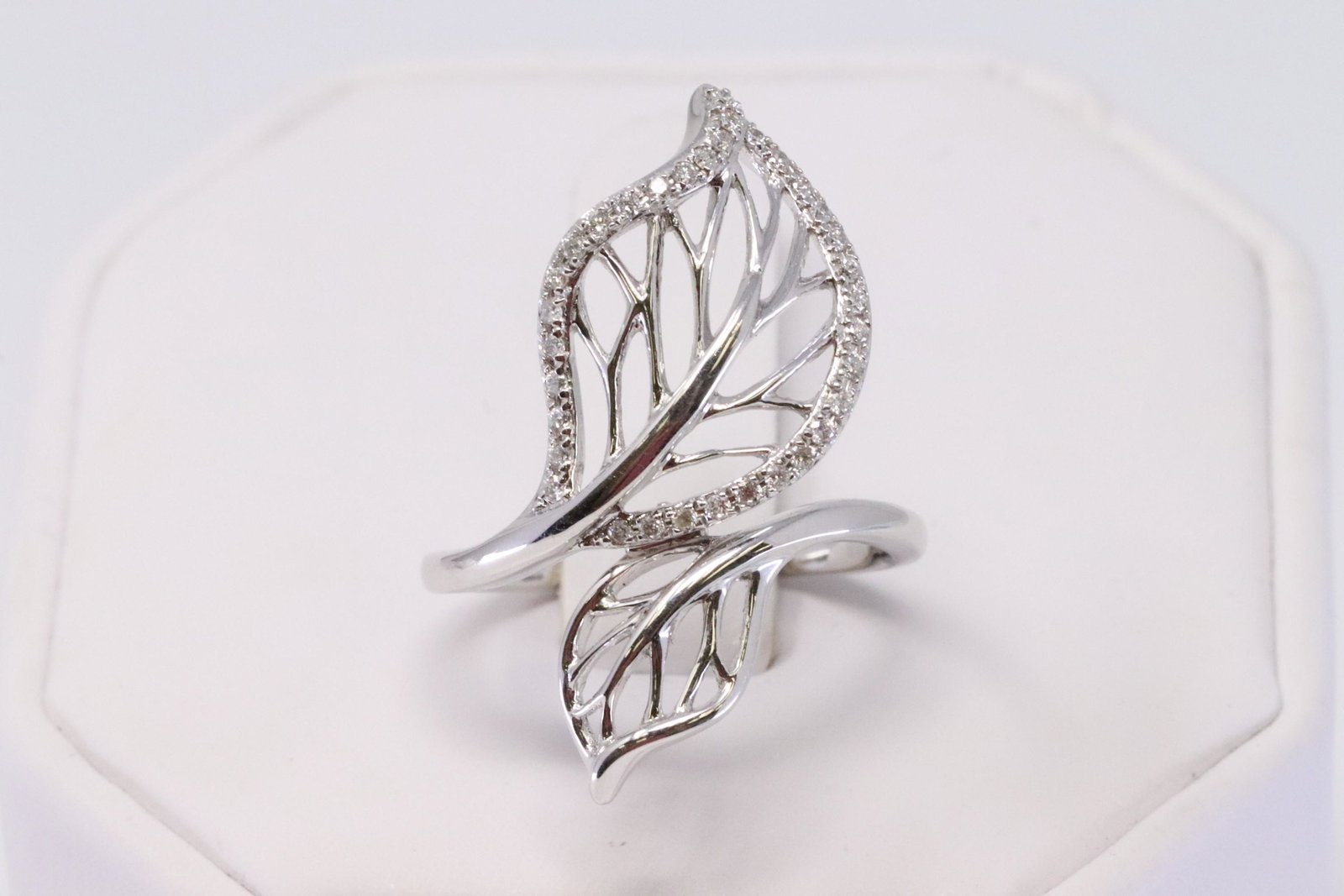14KT Diamond Leaf Ring (1 of 4)
