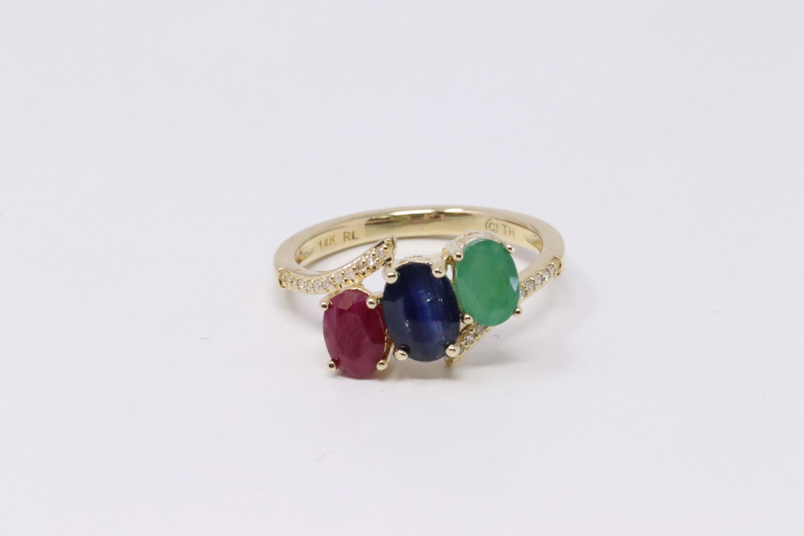 14KT Diamond/Emerald, Ruby & Sapphire Ring (1 of 4)