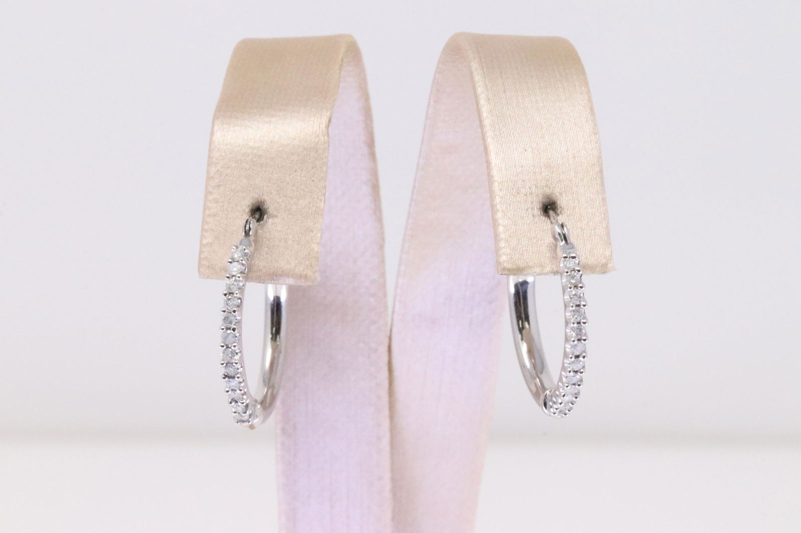14Kt White Gold Diamond Hoop Earring. (1 of 4)