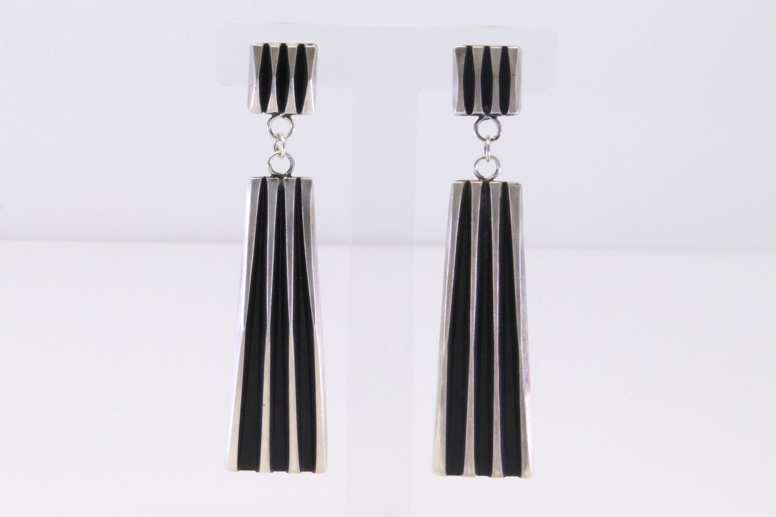 Native America Navajo Handmade Sterling Silver Post / Dangling Earring's By LeAnder Tahe. (1 of 4)