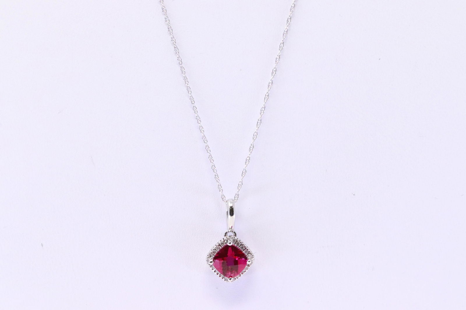14Kt White Gold Ruby / Diamond Pendant. (1 of 4)