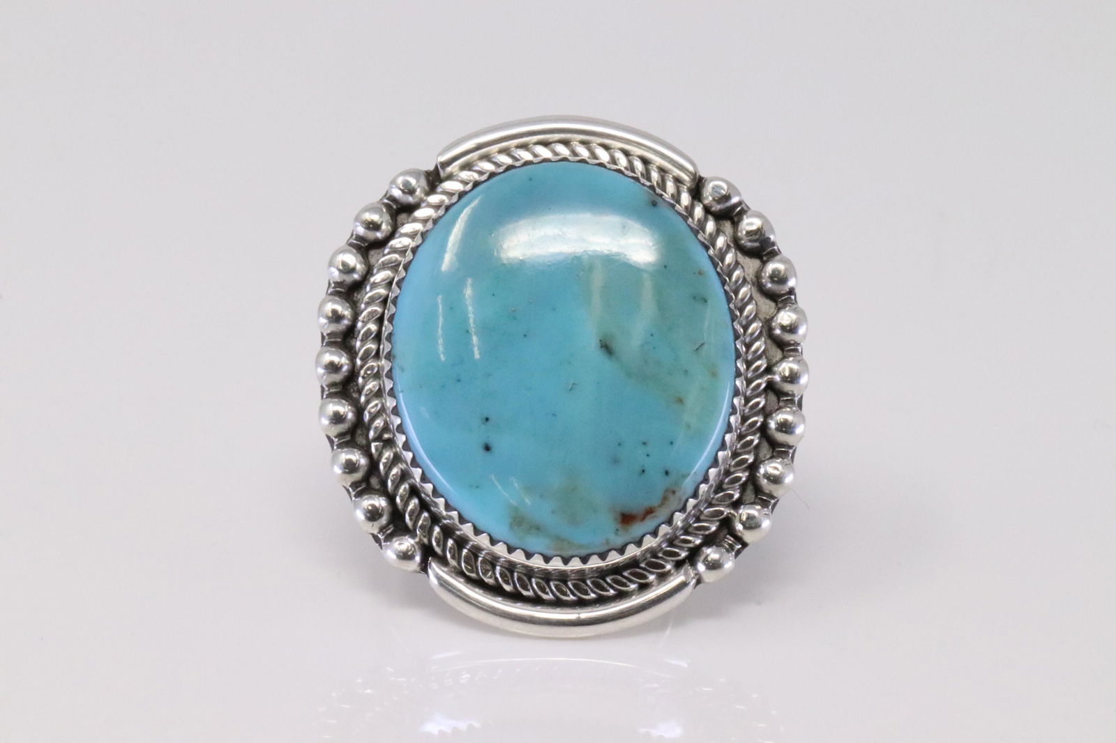 Native America Zuni Handmade Sterling Silver Turquoise Ring By Kenny Calavaza. (1 of 4)