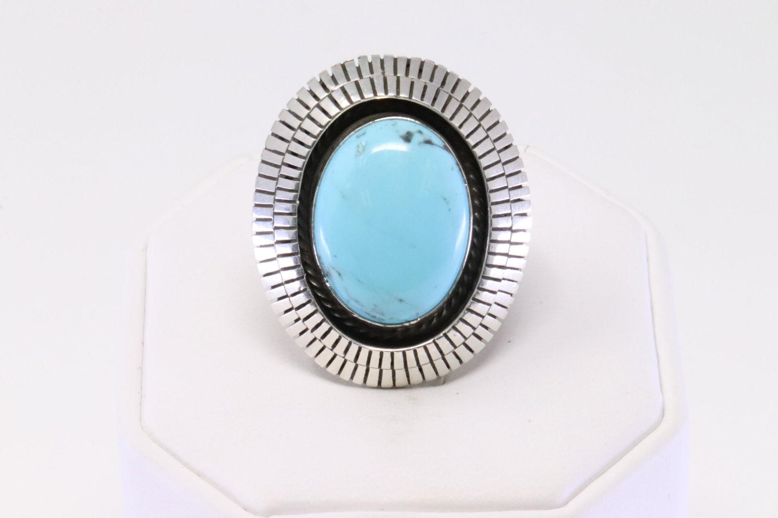 Native America Navajo Handmade Sterling Silver Turquoise Ring By R.B. (1 of 4)