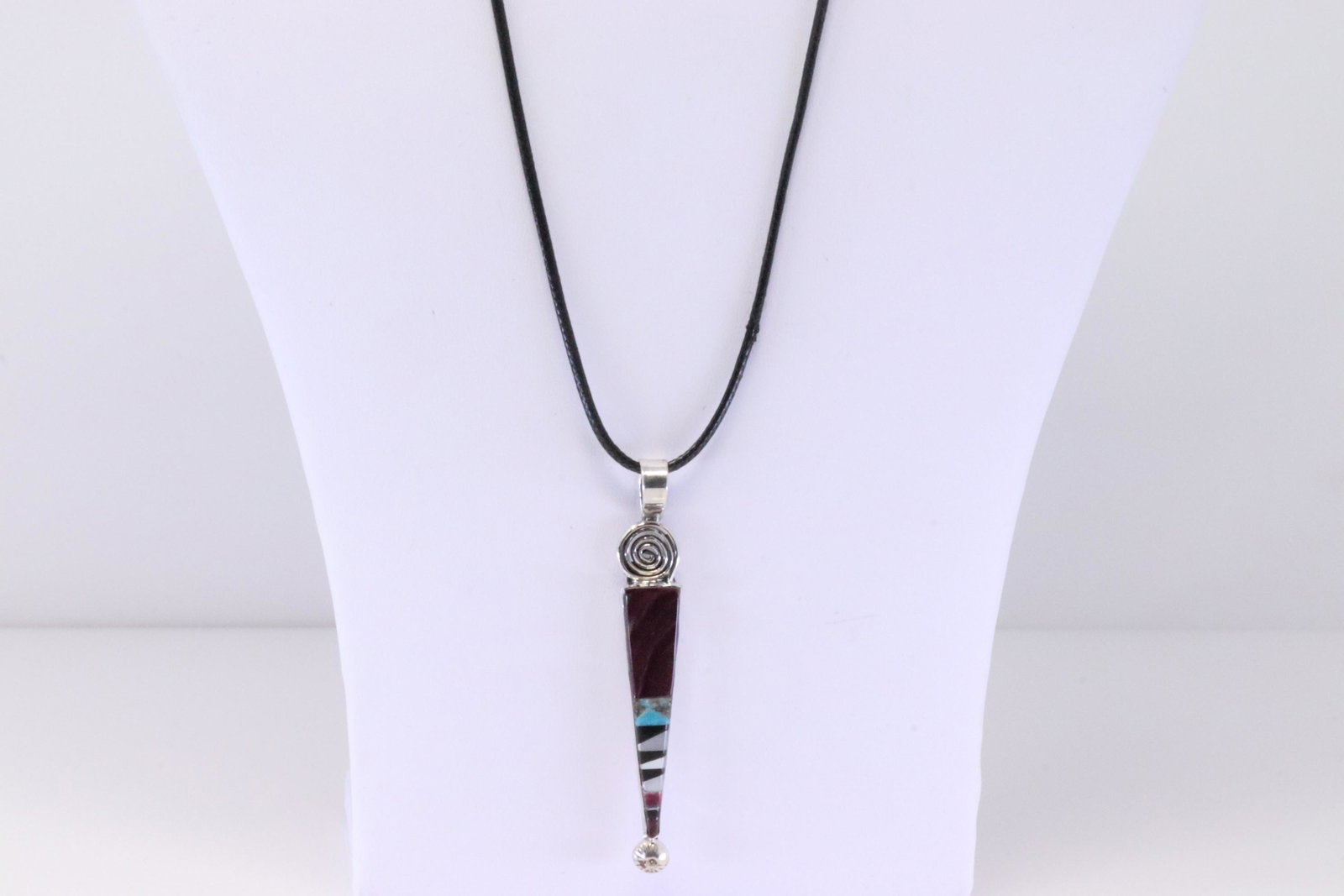Native America Zuni Handmade Sterling Silver Multi-Stone Necklace & Dangling Earring's Set By JB. (1 of 6)