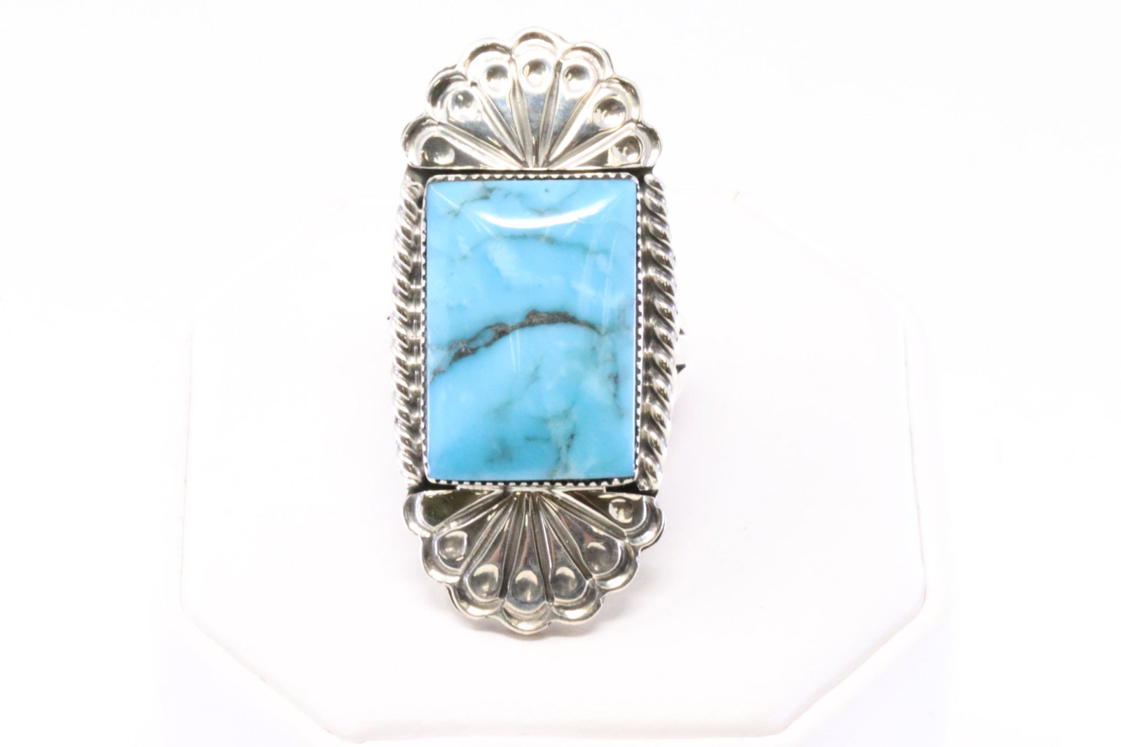 Native America Navajo Handmade Sterling Silver Turquoise Ring By R.B. (1 of 4)