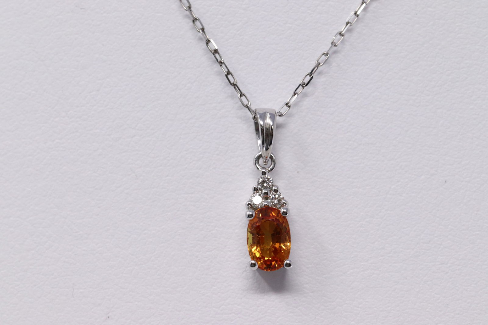 14Kt Orange Sapphire Pendant w/ Diamonds (1 of 3)