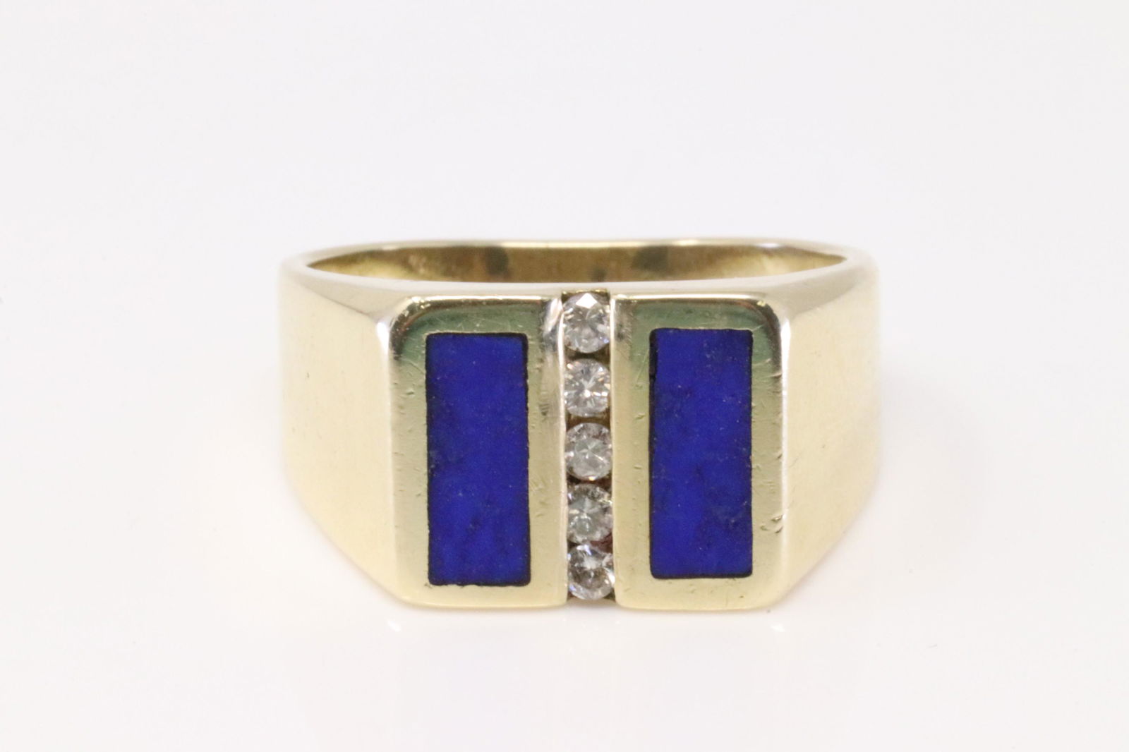 Lapis & Diamond Ring 14Kt Yellow Gold. (1 of 4)