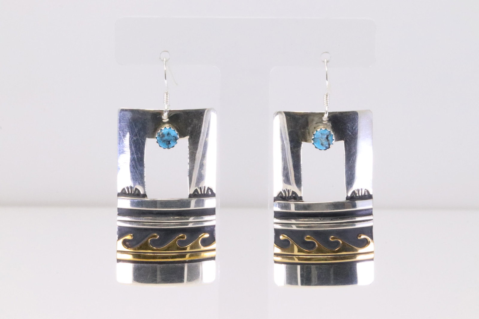 Native American Navajo Handmade Sterling Silver Turquoise Dangling Earring's By T&R Singer. (1 of 4)