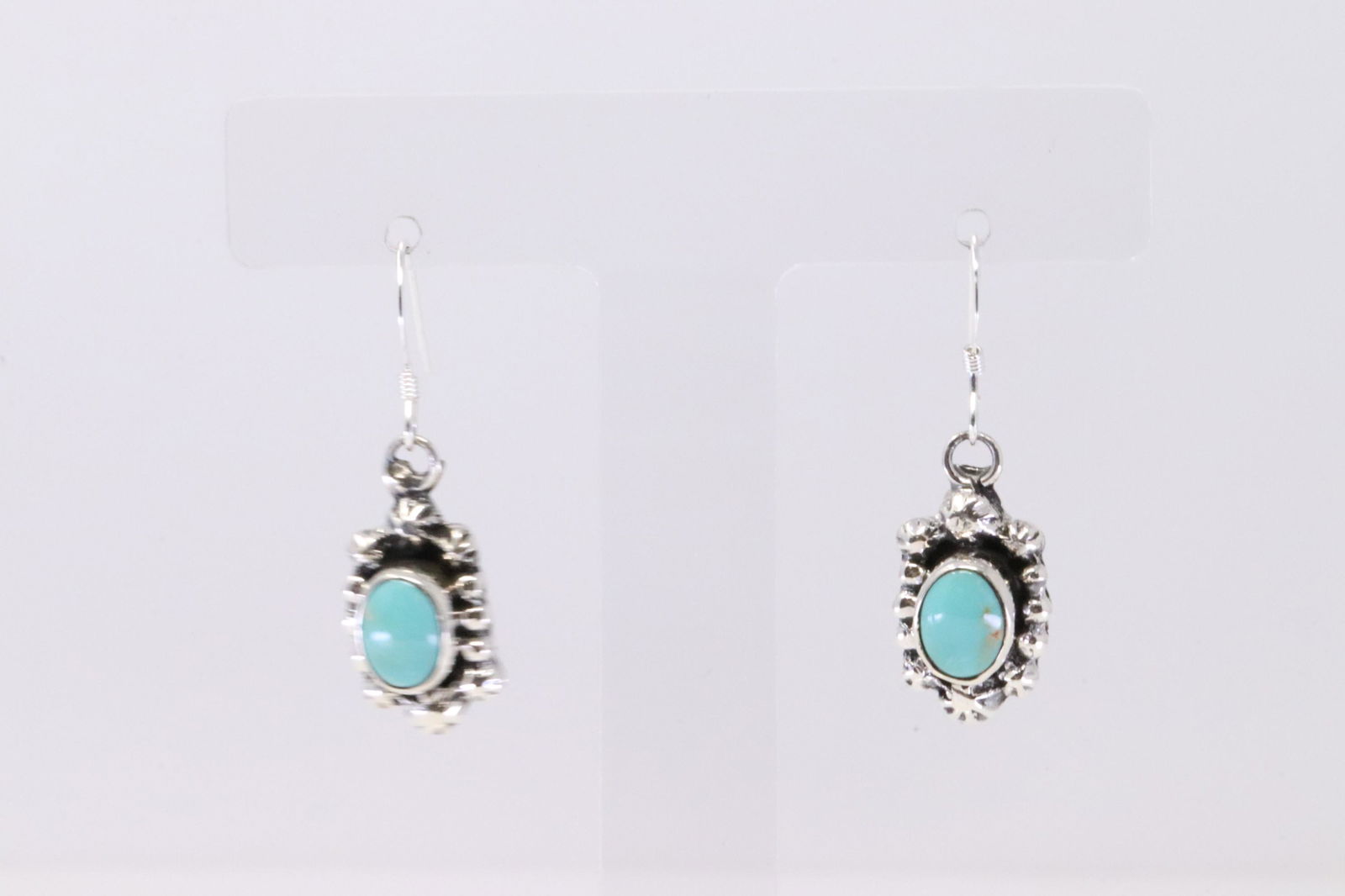 Native America Navajo Handmade Sterling Silver Turquoise Dangling Earring's By Mike Smith.: This is a Native America Navajo Handmade Sterling Silver Turquoise Dangling Earring's By Mike Smith.