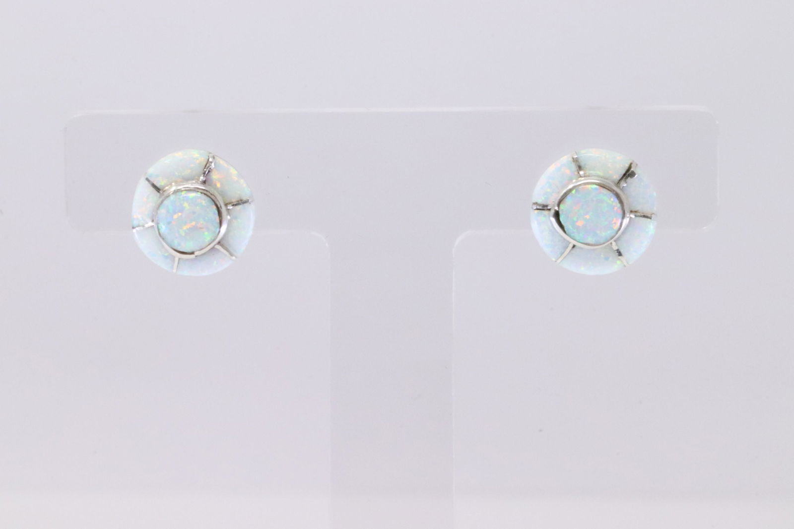 Native America Navajo Handmade Sterling Silver Synthetic Opal Post Earring's By Valerie Benally. (1 of 4)