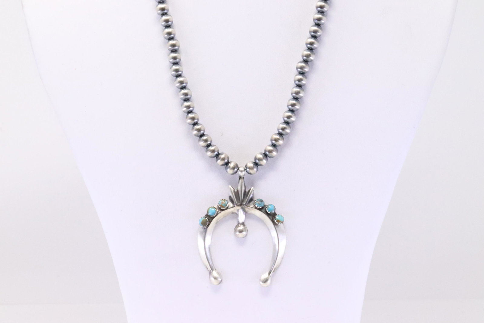 Native America Handmade Navajo Sterling Silver Naja Turquoise Necklace By Matthew Gordon. (1 of 4)
