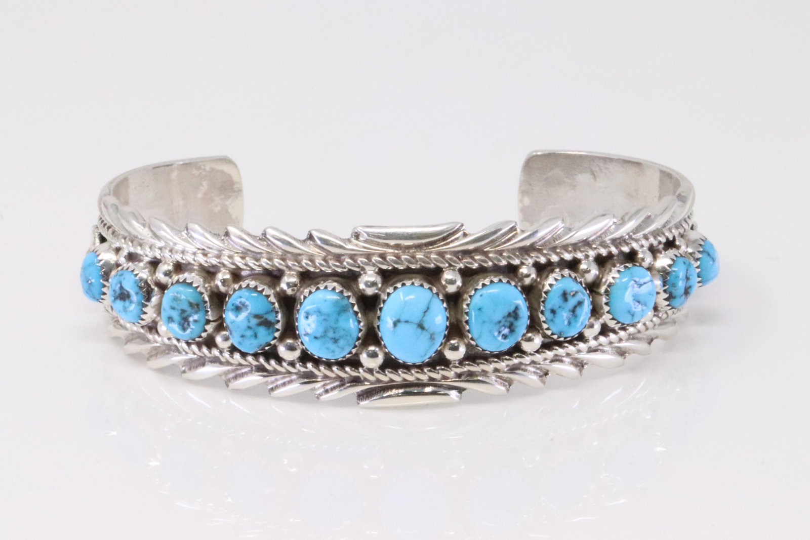 Native America Navajo Handmade Sterling Silver Turquoise Bracelet Cuff By Anthony Brown.: This is a Native America Navajo Handmade Sterling Silver Turquoise Bracelet Cuff By Anthony Brown.