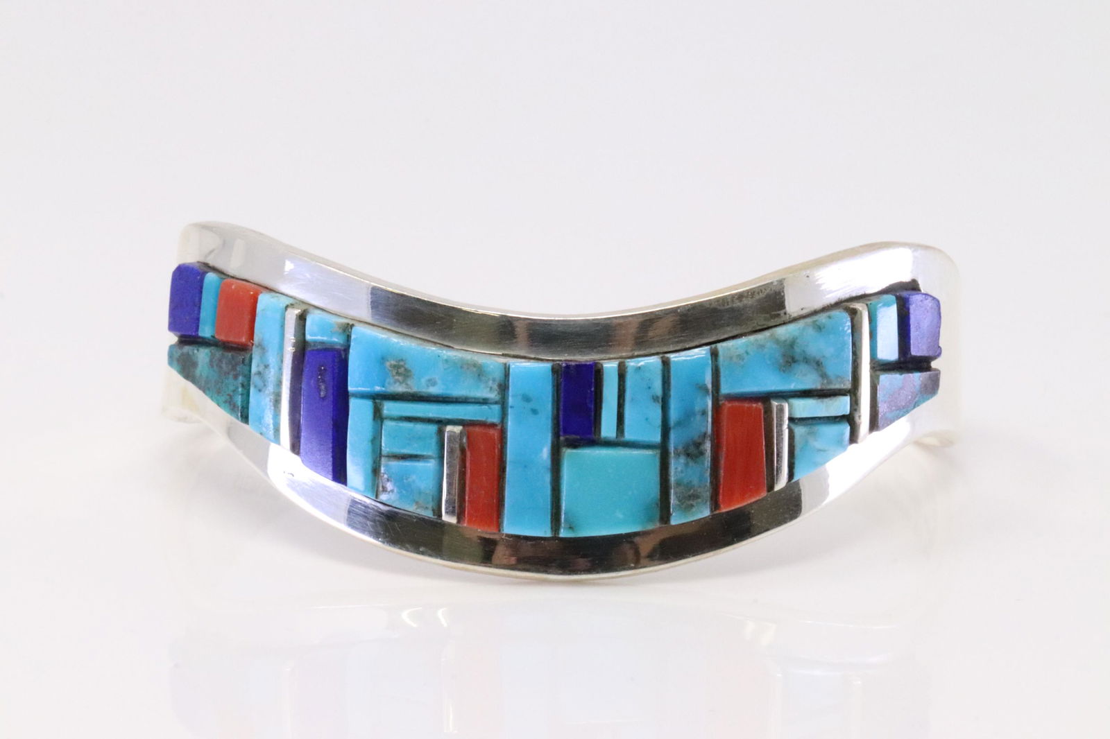 Native America Handmade Navajo Sterling Silver Multi-Color Stones Cuff Bracelet By Patricia Ed (1 of 4)