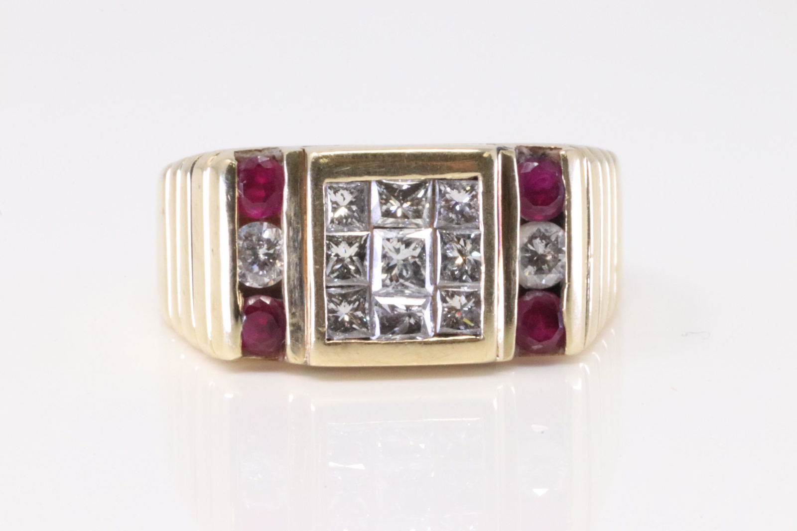 14KT Men's Yellow Gold |Ruby & Diamond Ring (1 of 4)