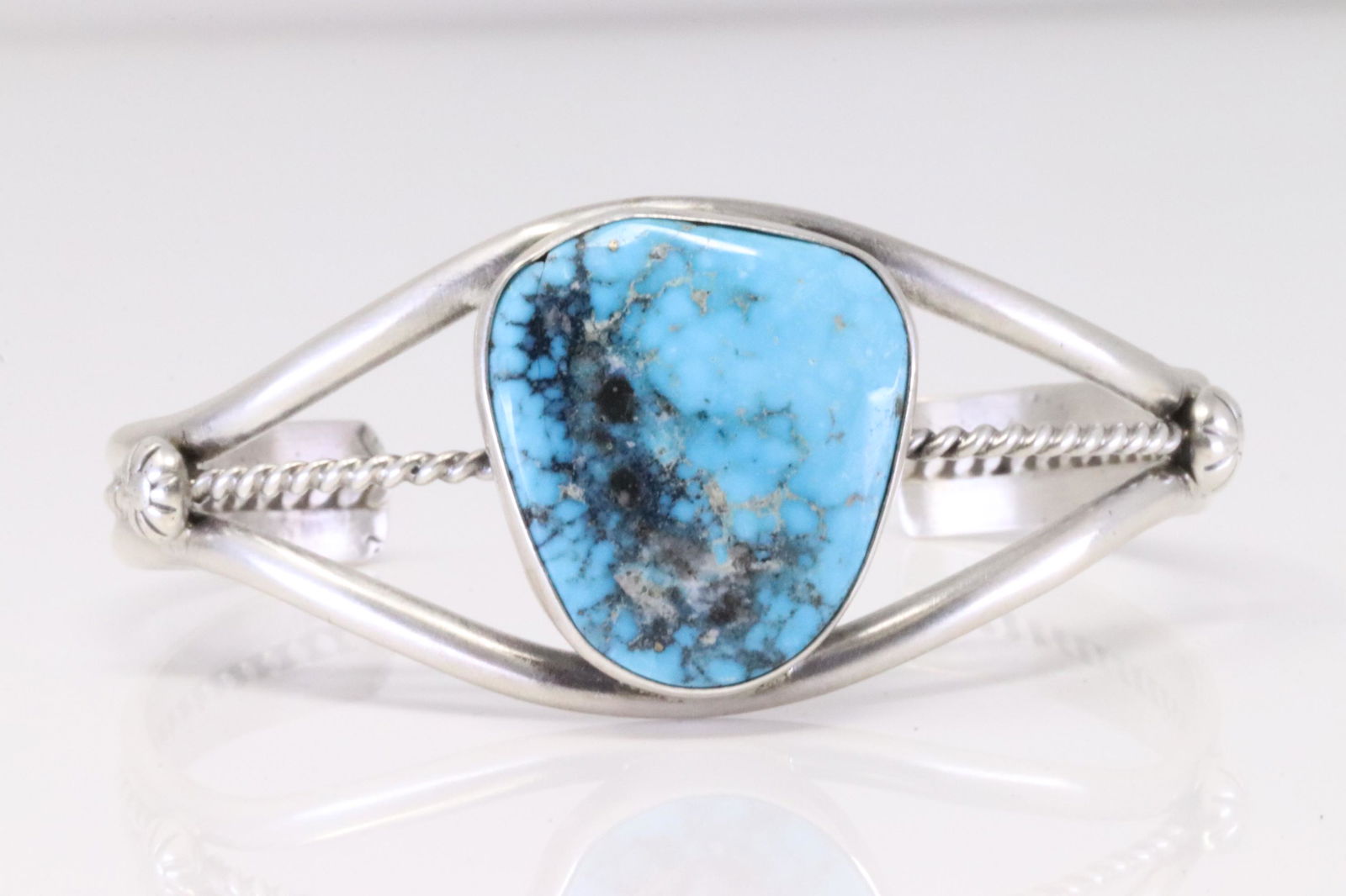 Native America Navajo Handmade Sterling Silver Blue Bird Turquoise Bracelet By Augustine Largo. (1 of 4)
