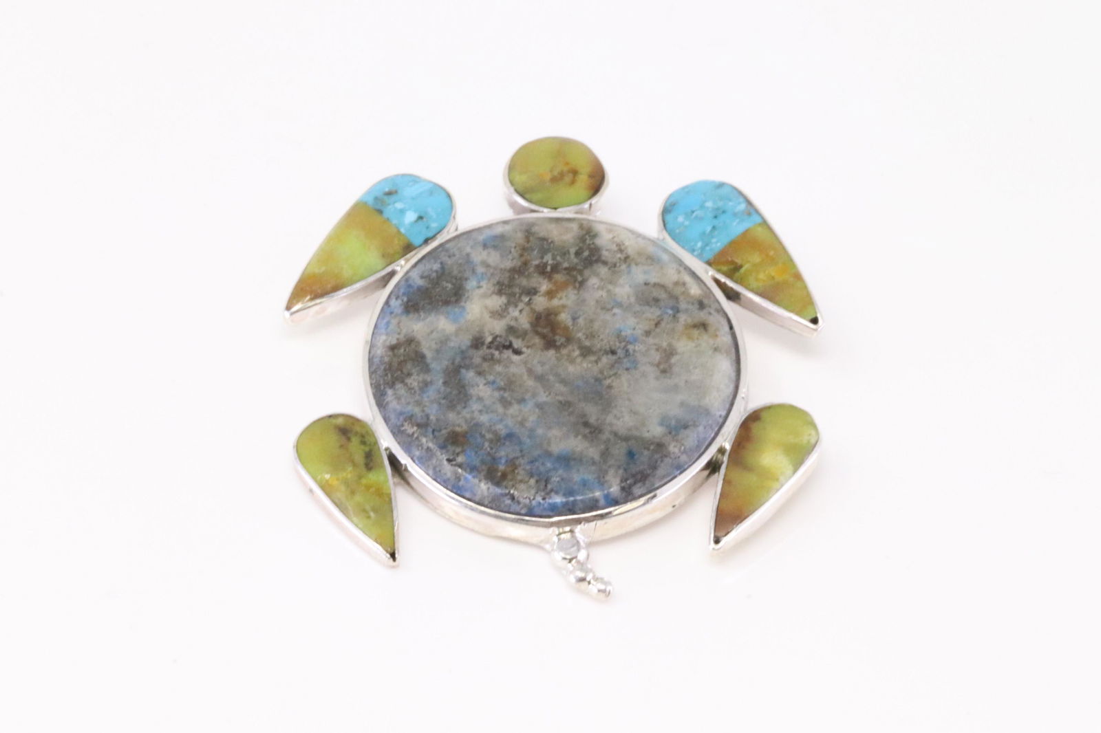 Native America Zuni Handmade Sterling Silver Multi-Color Stone Turtle Pin / Pendant By A.A. (1 of 4)