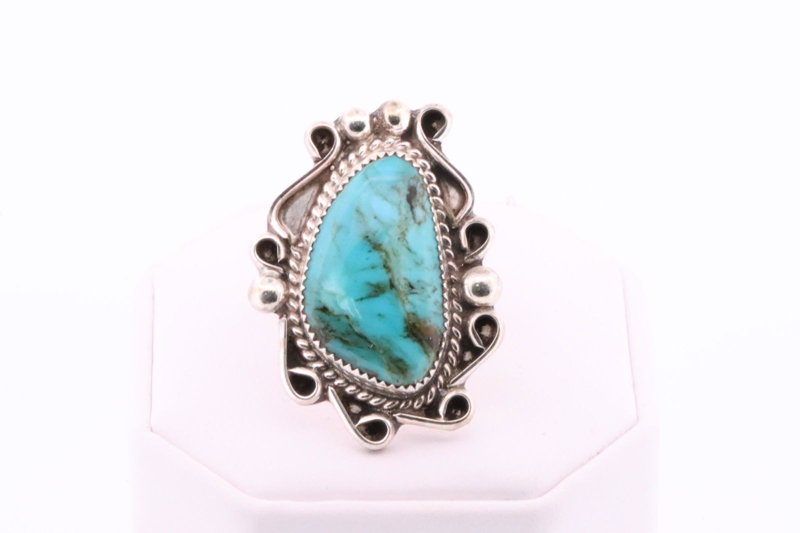 Native America Zuni Handmade Sterling Silver Turquoise Ring By D.N. (1 of 4)