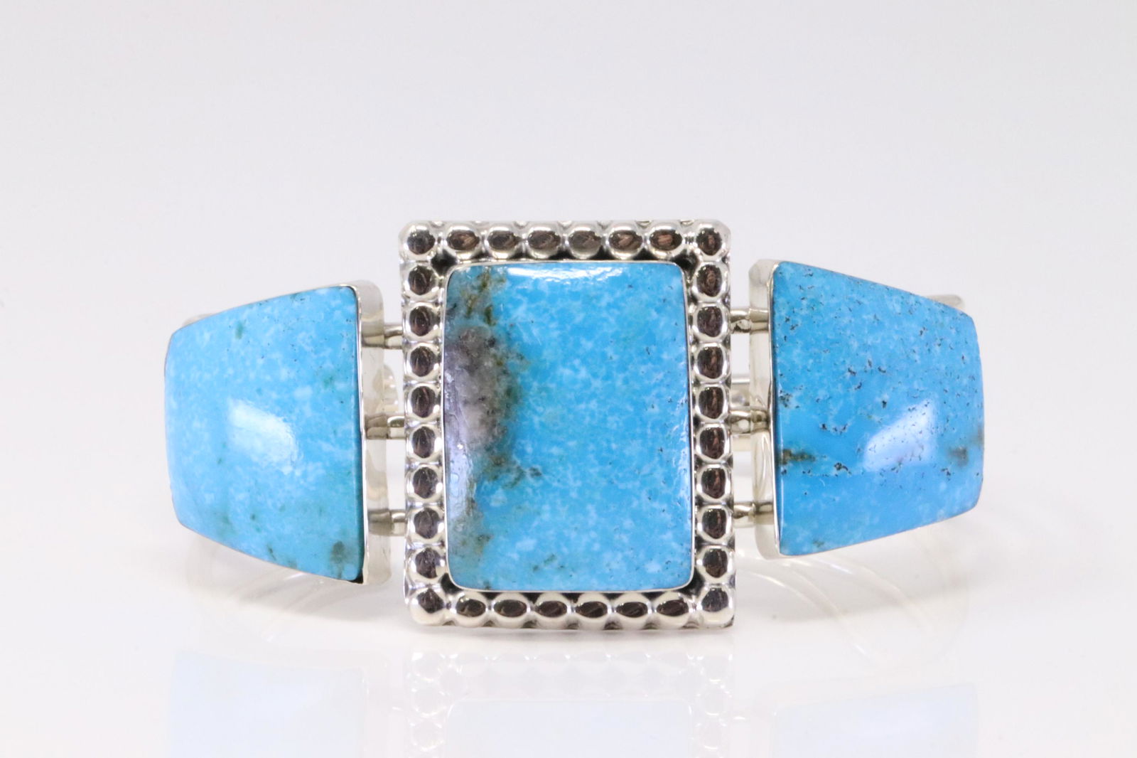 Native American Navajo Handmade Sterling Silver Turquoise Bracelet By Mike Smith.: This is a Native American Navajo Handmade Sterling Silver Turquoise Bracelet By Mike Smith.
