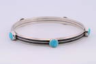 Native America Navajo Handmade Sterling Silver Turquoise Bracelet.