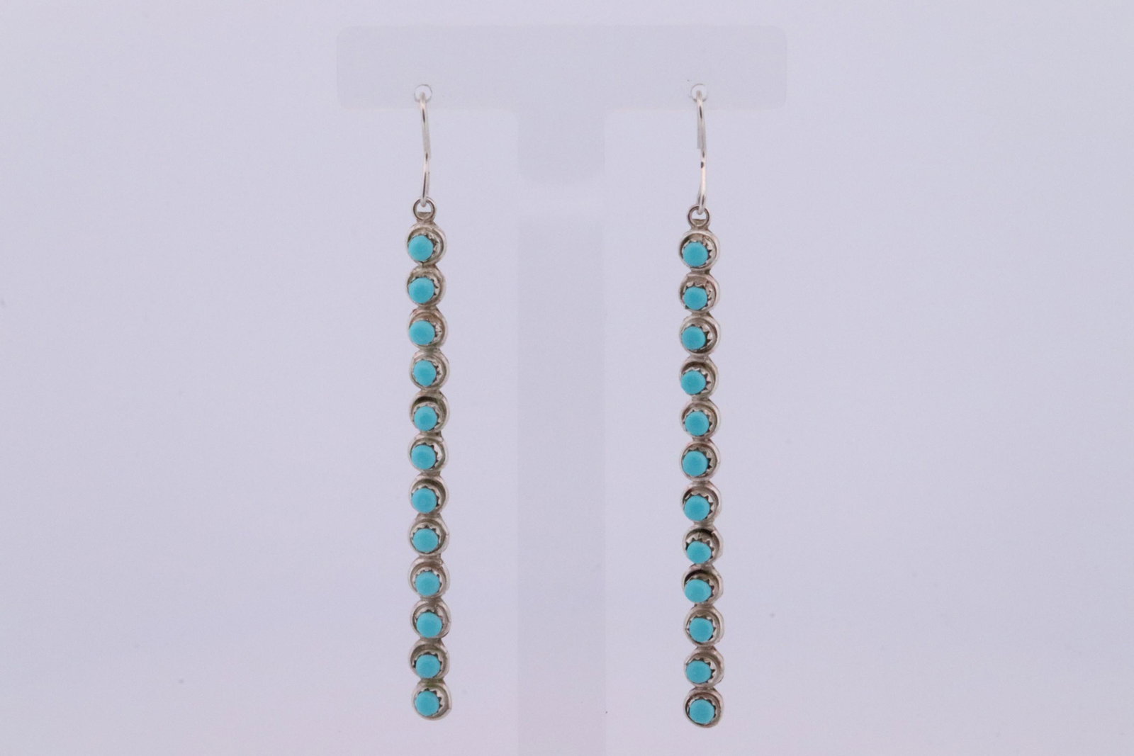 Native American Zuni Handmade Sterling Silver Turquoise Dangling Earring's. (1 of 4)