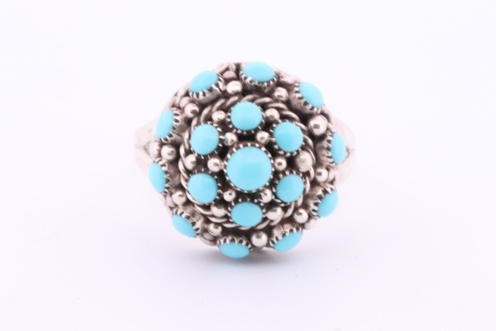 Native America Zuni Handmade Sterling Silver Turquoise Ring By D.C. (1 of 4)