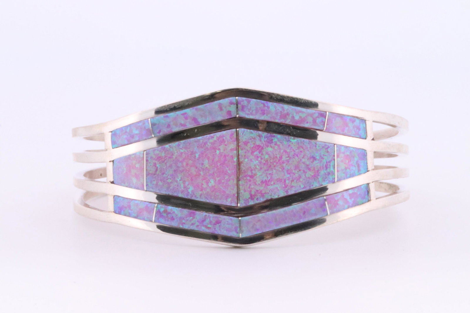 Native America Navajo Handmade Sterling Silver Pink Opal Bracelet By A.E. (1 of 4)