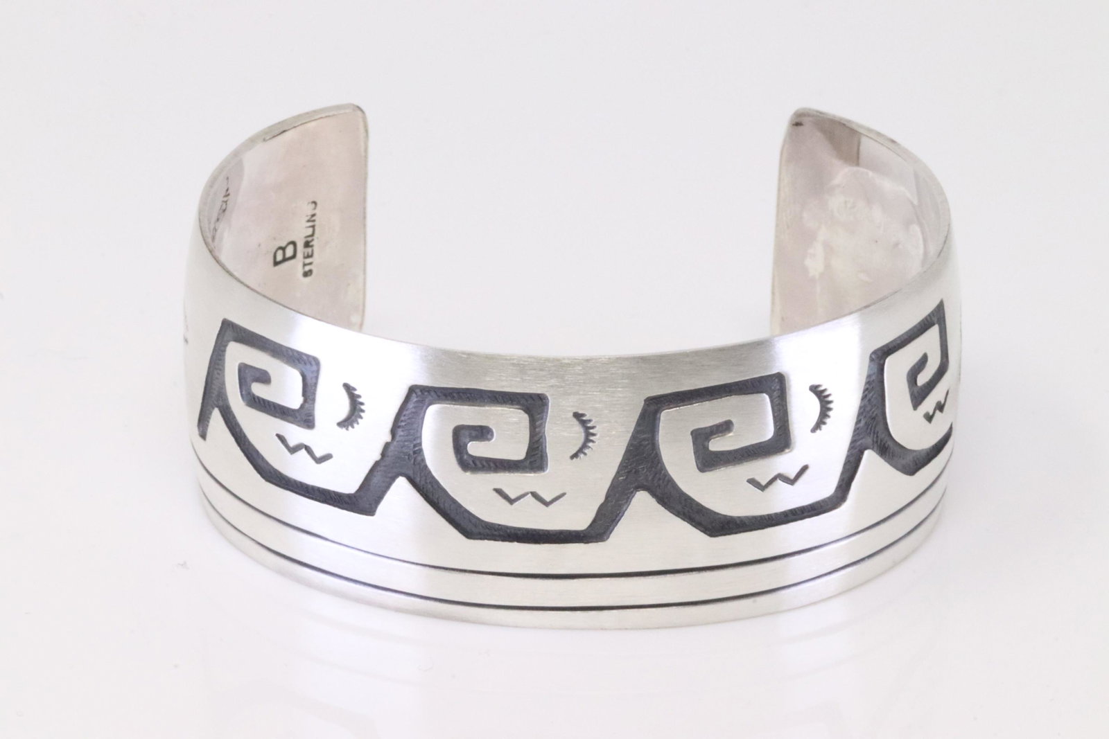 Native America Navajo Handmade Sterling Silver Solid Cuff Bracelet By B. (1 of 4)