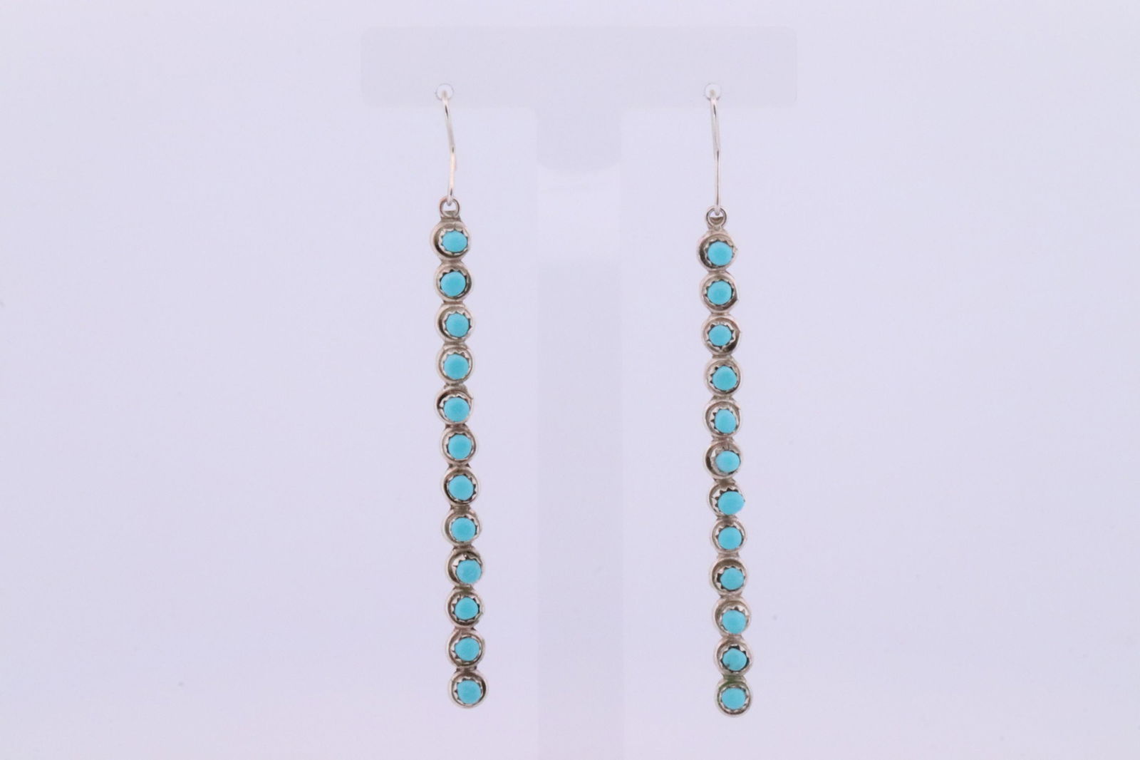 Native American Zuni Handmade Sterling Silver Turquoise Dangling Earring's. (1 of 4)