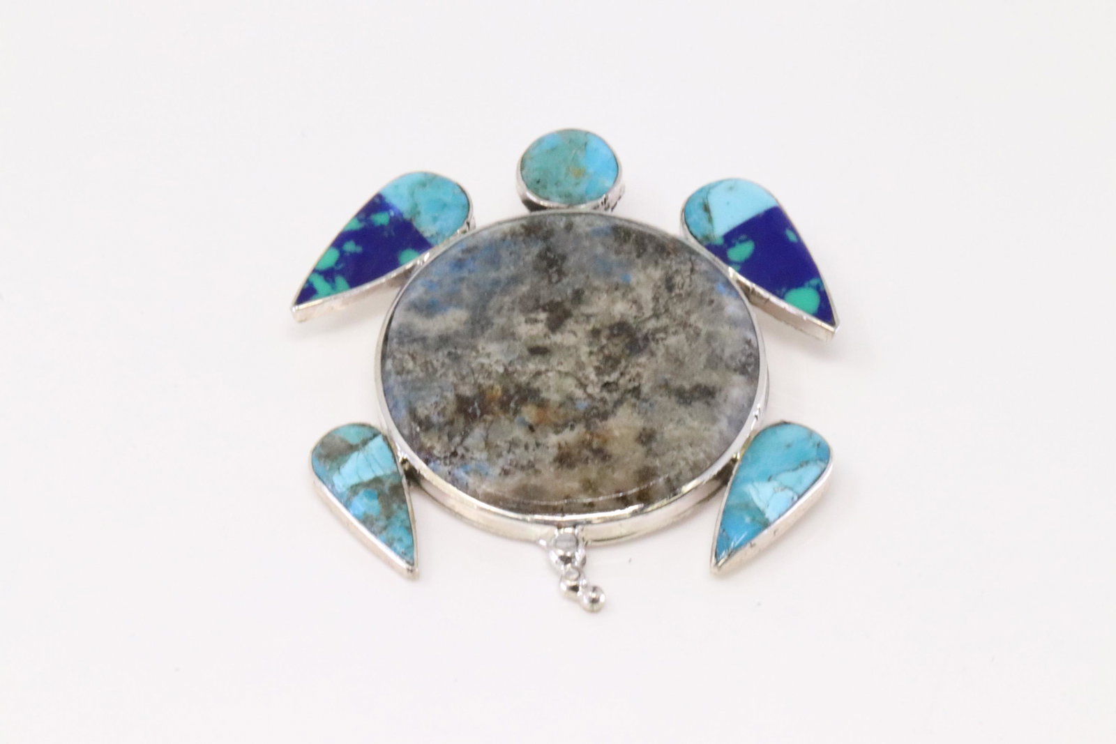 Native American Zuni Handmade Sterling Multi-Color Turtle Pin / Pendant By A.A. (1 of 3)