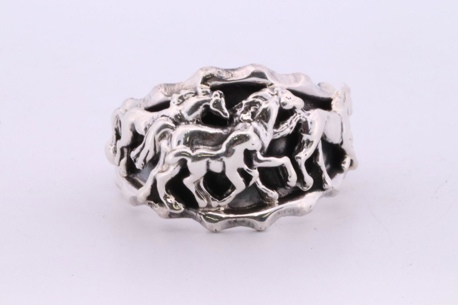 Native America Navajo Handmade Sterling Silver Horse Ring By Genevieve Francisco. (1 of 4)