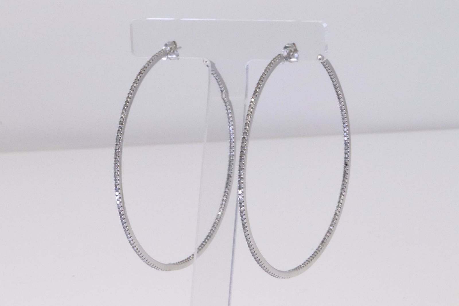 14KT Diamond Hoop Earrings (1 of 4)