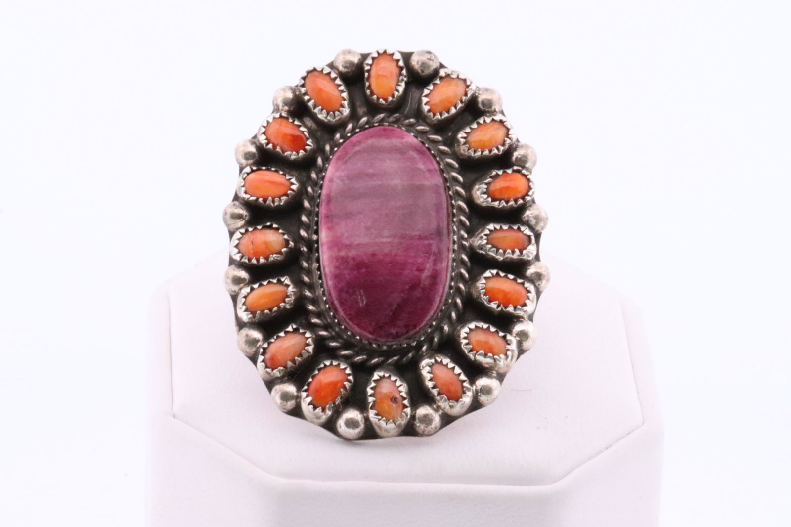 Native America Handmade Navajo Sterling Silver Spiny Oyster Ring By L. (1 of 4)