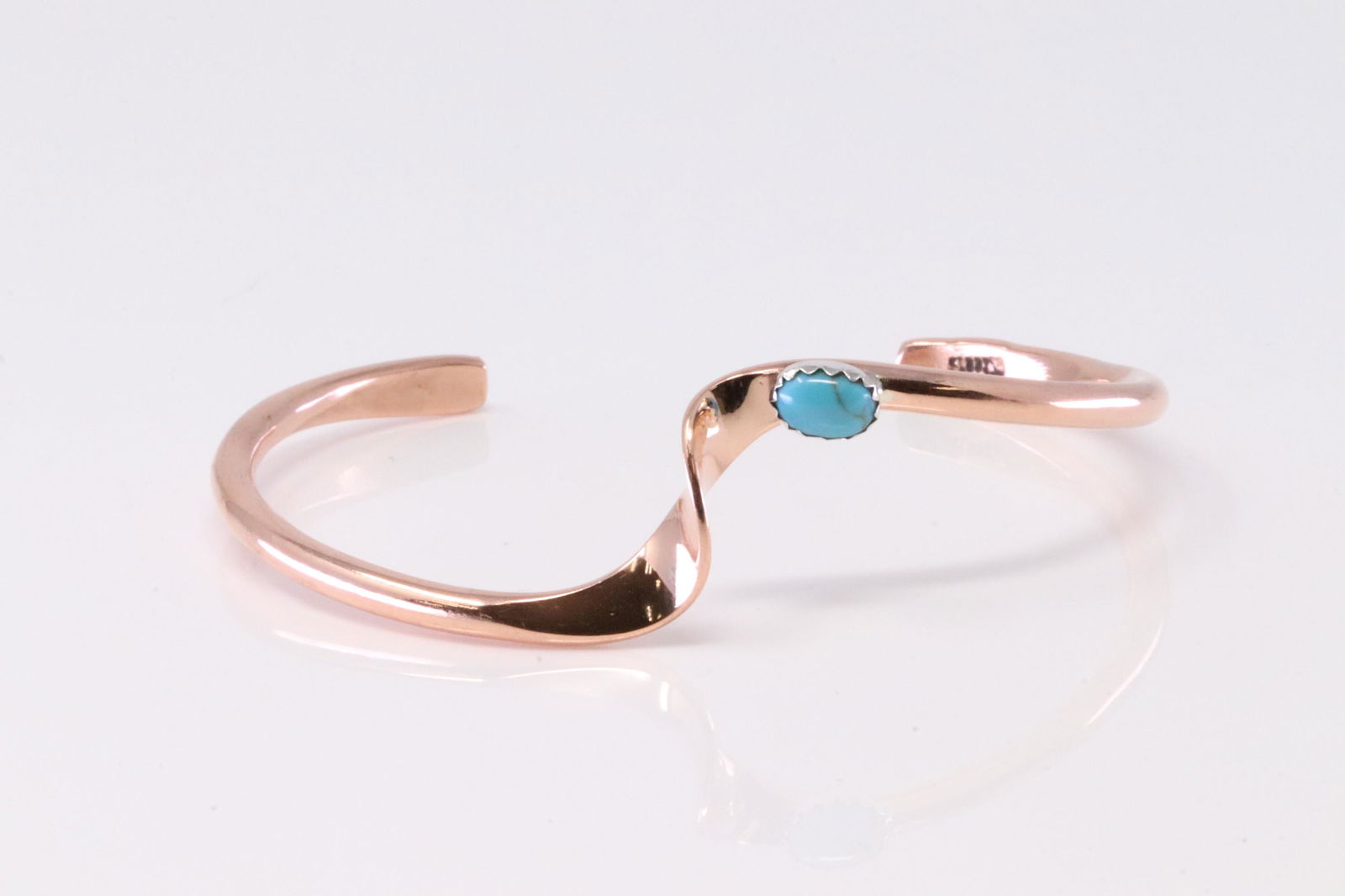 Native American Navajo Handmade Sterling Silver Turquoise Copper Bracelet Cuff By Yolanda Skeets. (1 of 4)