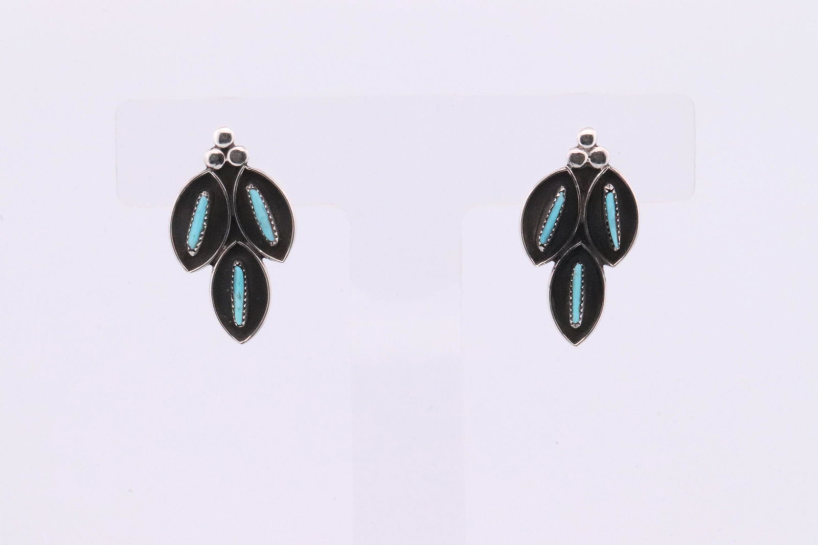 Native American Zuni Handmade Sterling Silver Turquoise Post Earring's By Fernando Othole. (1 of 4)