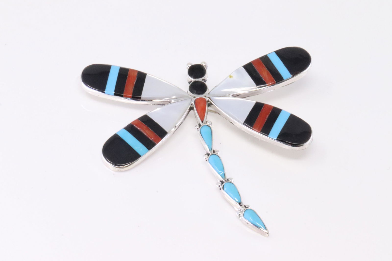 Native America Zuni Handmade Sterling Silver Multi-Color Butterfly Pin / Pendant By A.A. (1 of 3)