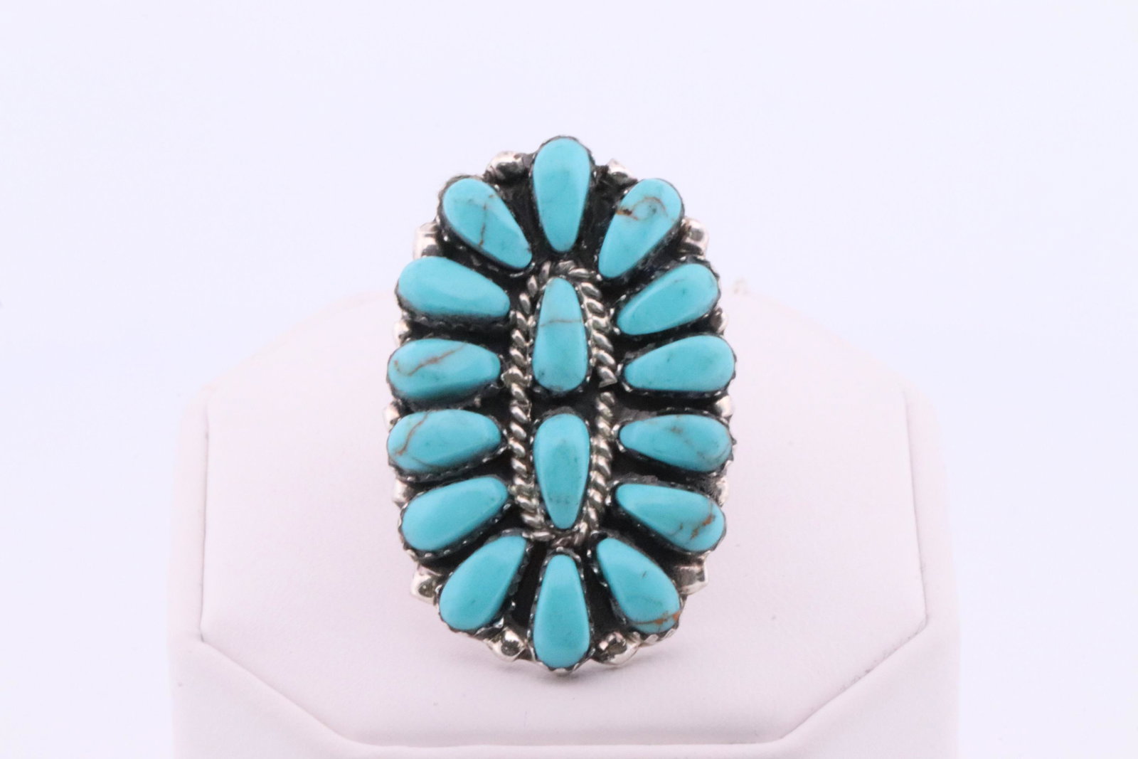 Native America Navajo Handmade Sterling Silver Synthetic Turquoise Ring By J.W.: This is a Native America Navajo Handmade Sterling Silver Synthetic Turquoise Ring By J.W. Ring size: 7.75.