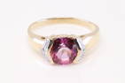 Pink Topaz & Diamond Ring 10Kt.