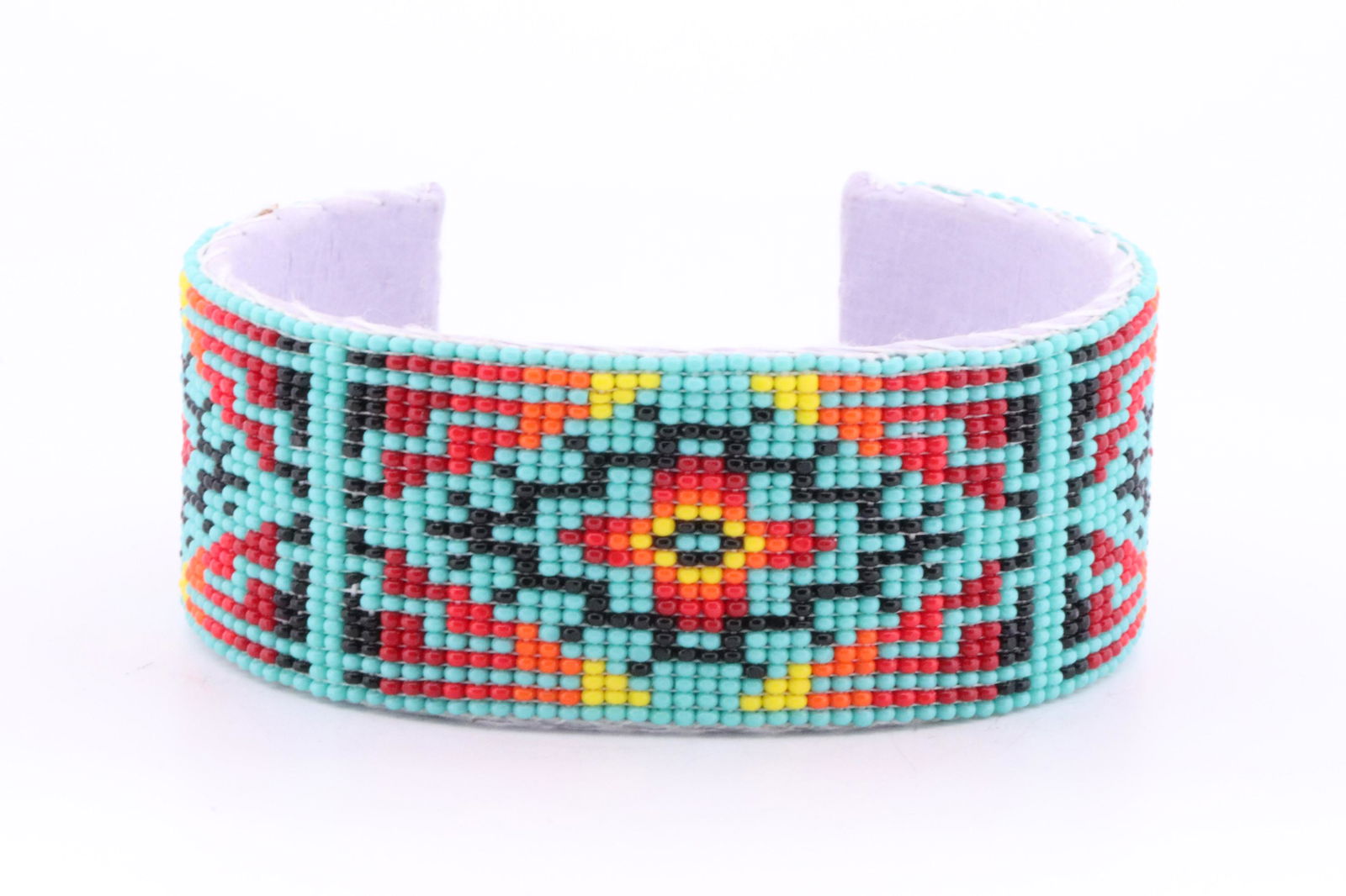 Native American Navajo Handmade Multi-Color Leather Bracelet By Dean Martin. (1 of 4)